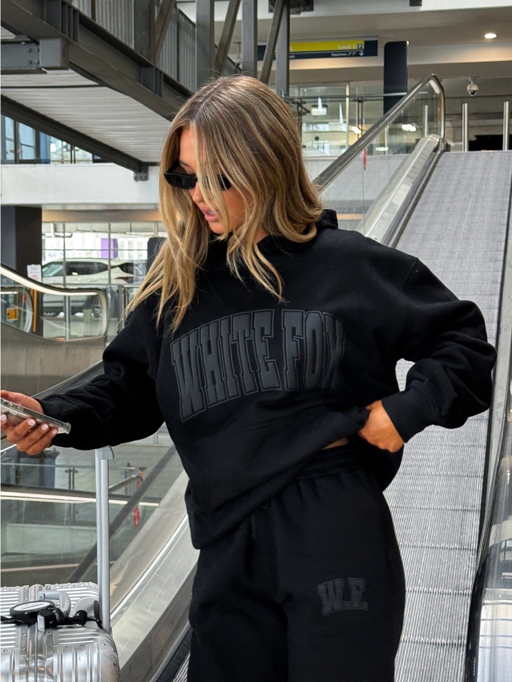 White Fox Boutique Black on Black Logo Oversized Hoodie